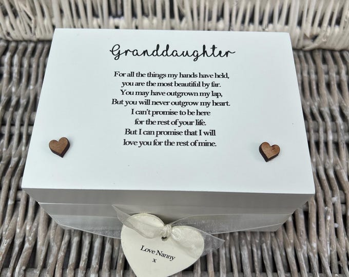 PERSONALISED Shabby chic gift for a special granddaughter grandaughter Jewellery, trinket, keepsake, memory box