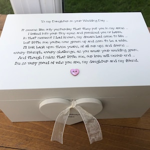 Shabby chic personalised gift box DAUGHTER on her Wedding Day from Mother of Bride trinket, jewellery, keepsake, memory box special daughter