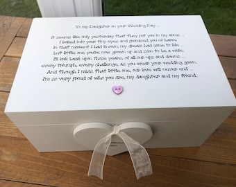 Shabby chic personalised gift box DAUGHTER on her Wedding Day from Mother of Bride trinket, jewellery, keepsake, memory box special daughter