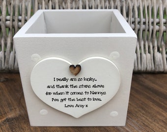 NANNY Personalised Flower / Plant Pot gift Nana Granny Nan Nannie Grandma Gran Nanna Or any name. Shabby Chic style Birthday Christmas etc