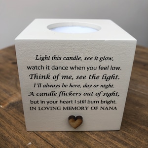 Personalised Candle In memory of a NANA or any loved one Mum Dad Grandad Husband Wife etc Bereavement Sympathy any name.