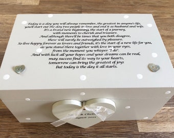 WEDDING GIFT personalised gift present Bride & Groom on wedding day trinket, keepsake, memory box PERSONALISED