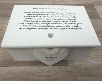 Personalised gift for a DAUGHTER on her Wedding Day from MOTHER Of The BRIDE  ~ Wedding Present from Mum Jewellery Special keepsake Box