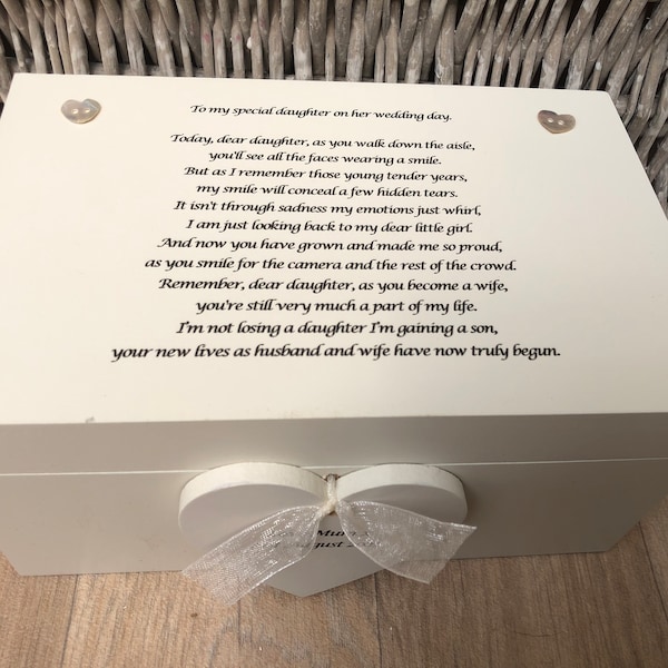 Personalised gift for a DAUGHTER on her Wedding Day from MOTHER & FATHER Of The Bride  ~ Present from Mum Jewellery Special keepsake Box