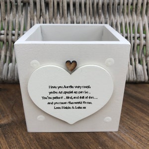 AUNTIE Personalised Flower / Plant Pot gift Special AUNTY Aunt Great Aunt Or any name. Shabby Chic style Birthday Christmas Gardening