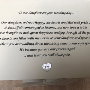 Personalised gift for a DAUGHTER on her Wedding Day from MOTHER & FATHER Of The Bride Present from Mum Jewellery Special keepsake Box image 3