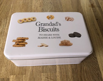 Shabby Chic Style PERSONALISED Cake/Biscuit Tin ~ SPECIAL Grandad ~ Grandpa ~ Bampy ~ Pa ~ Any Name you want. Birthday Christmas