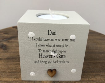 Personalised Candle In memory of DAD or any loved one Mum Dad Grandad Husband Wife etc Bereavement Sympathy any name.