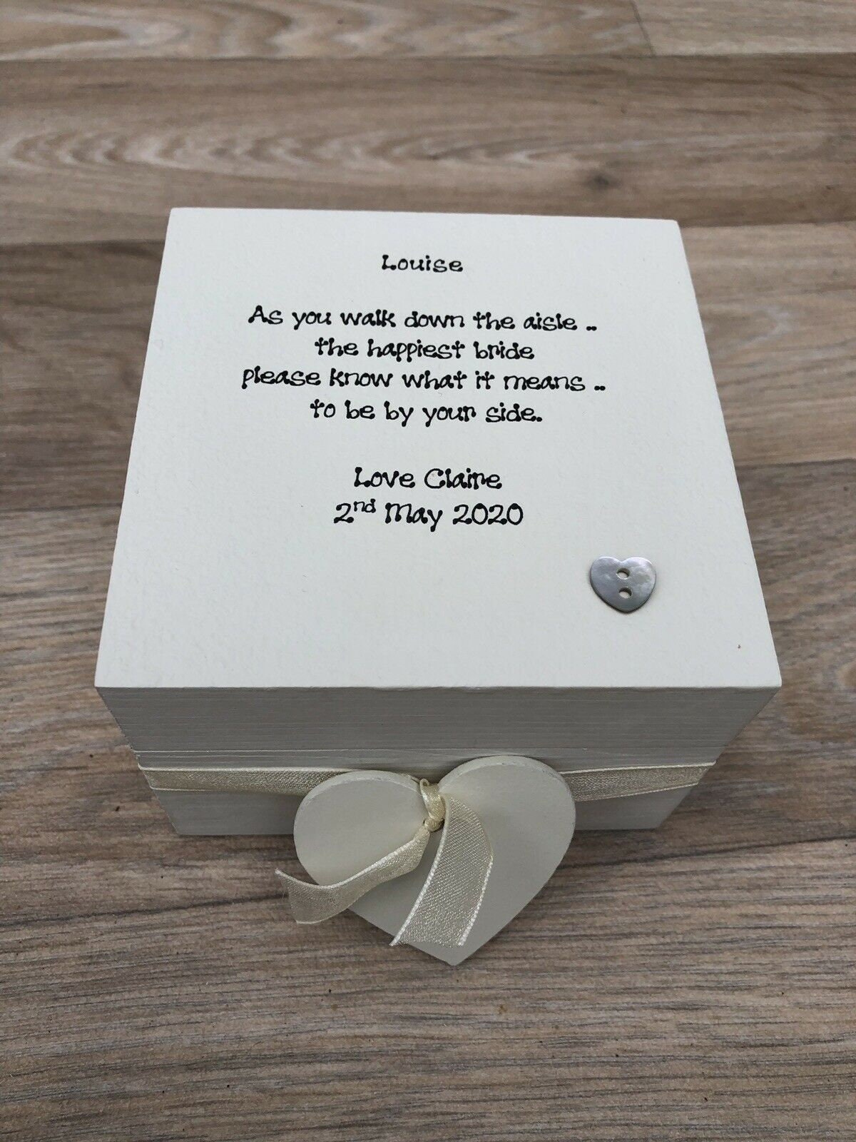Shabby Chic style WEDDING gift for BRIDE from BRIDESMAID ~ maid of honour ~ matron of honour ~ Flower Girl any name, gift Jewellery Box