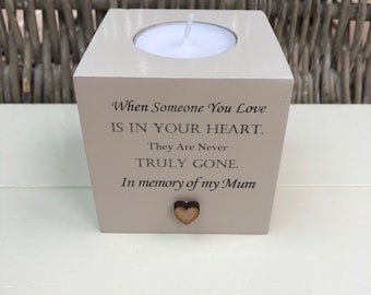 Shabby Personalised Chic  Candle In memory of a loved one MUM ~  FATHER MUM Mam Dad Nana Grandad Husband Wife Bereavement Sympathy Any Name