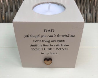 Shabby Personalised Chic  Candle In memory of a loved one DAD FATHER MUM Mam Dad Nana Grandad Husband Wife Bereavement Sympathy Any Name