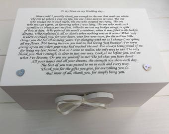 Shabby chic personalised gift box Mother of the Bride from Daughter on Wedding Day Thank You trinket jewellery, keepsake, memory box special