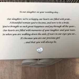 Personalised gift for a DAUGHTER on her Wedding Day from MOTHER & FATHER Of The Bride Present from Mum Jewellery Special keepsake Box image 2