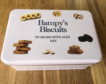 Shabby Chic Style PERSONALISED Cake/Biscuit Tin ~ SPECIAL Bampy ~ Grandpa ~ Grandad ~ Pa ~ Any Name you want. Birthday Christmas