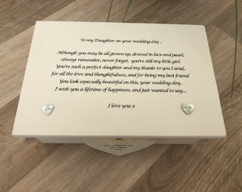 Personalised gift for a DAUGHTER on her Wedding Day from MOTHER Of The BRIDE  ~ Wedding Present from Mum Jewellery Special keepsake Box
