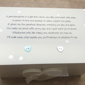 Shabby chic personalised gift for a special granddaughter grandaughter Jewellery, trinket, keepsake, memory box