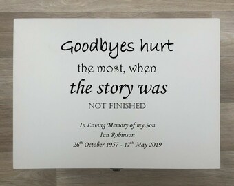 Personalised VERY LARGE Memory Box ~ In Memory of SON ~ Memorial ~ Daughter Dad Husband Nana Grandad ~ Any Name ~ Bereavement Grief Loss
