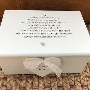 Personalised Shabby Chic Style Personalised DAUGHTER IN LAW on her Wedding Day from the Mother of the Groom Jewellery Special keepsake Box