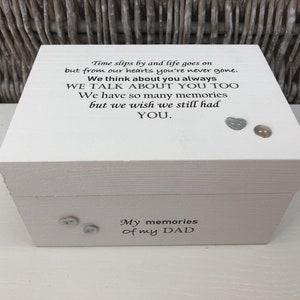 Shabby chic personalised gift In memory of a loved one DAD Daddy Father Pops any name.. .. Memory Box Bereavement Loss Great Auntie