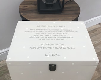 Personalised VERY LARGE Memory Box ~ Special DAUGHTER Sentimental Memory Box Ideal Christmas or Birthday Gift