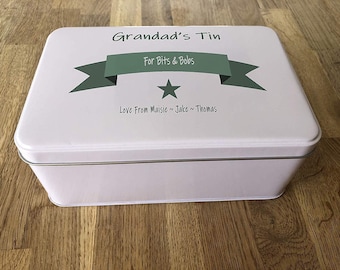 Shabby Chic Style PERSONALISED Cake/Biscuit Tin ~ SPECIAL Grandad ~ Grandpa ~ Bampy ~ Pa ~ Any Name you want. Birthday Christmas