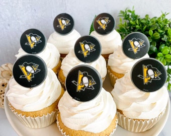 PITTSBURGH PENGUINS NHL Hockey Sports Team Cupcake Topper Rings 12 or 24 Pieces