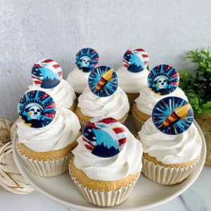 USA Celebrate Liberty PATRIOTIC Cupcake Topper Rings - 12 or 24 Pieces for 4th of July, Veterans Day, Memorial Day,  Independence Day