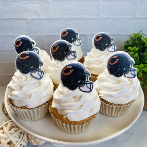 NFL CHICAGO BEARS Football Cupcake Topper Rings for Birthdays, Sports Parties, Party Favors - 12 or 24 Pieces