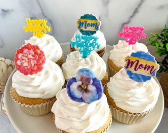 MOTHER'S DAY ASSORTMENT  Cupcake Topper Rings and Picks - 12 Pieces