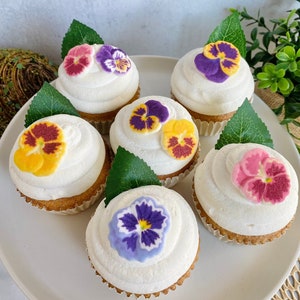 PANSY FLOWER ASSORTMENT 12 Pieces Edible Sugar Decorations - for Summer, Spring, Birthday Parties and more