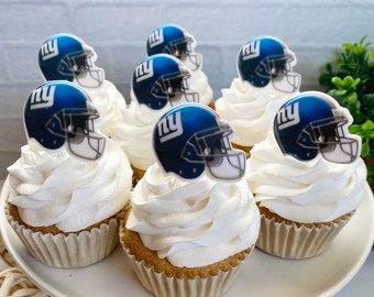 NFL NEW York GIANTS Football Cupcake Topper Rings for Birthdays, Sports Parties, Party Favors - 12 or 24 Pieces