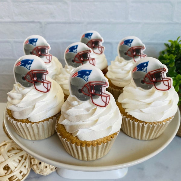 NFL New England PATRIOTS Football Cupcake Topper Rings for Birthdays, Sports Parties, Party Favors - 12 or 24 Pieces