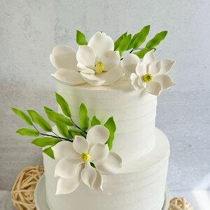MAGNOLIA FLOWER ASSORTMENT- 3 Pieces Cake Toppers for Birthdays, Weddings, Mother&#39;s Day Party, Rustic Cake