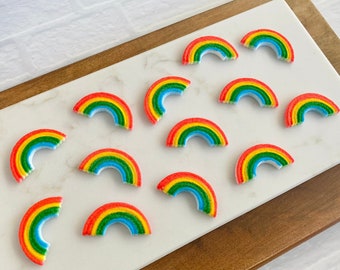 RAINBOW EDIBLE SUGAR Decorations Cupcake, Cookies or Cake Toppers by Lucks - 12 or 24 Pieces for Birthdays, Unicorn, St. Patrick Party