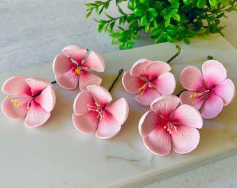 CHERRY BLOSSOMS GUM Paste Pink Flowers - Cake or Cupcake Toppers for Birthdays, Weddings, Mother's Day, Japanese-Themed or Spring Party