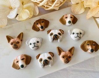 SMALL DOG ASSORTMENT Edible Sugar Decorations - 15 Pieces - Beagle, Pug, Bulldog, Chihuahua, Dachshund for Animal or Pet-Themed Parties