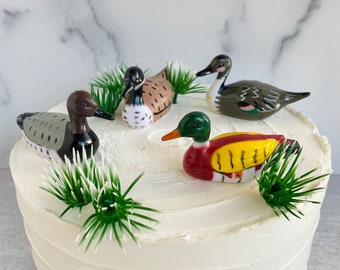 MALLARD DECOY DUCKS Cake Topper / Outdoor Hunting Themed Wedding Cake or Crafts - Set of 4