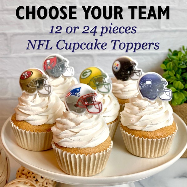 NFL FOOTBALL CUPCAKE Topper Rings for Birthdays, Parties - 12 or 24 Pieces Choose Your Team - Patriots, Dallas Cowboys, Rams, Steelers Etc