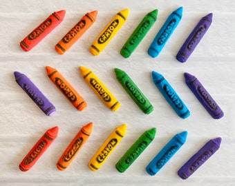 CRAYON ASSORTMENT EDIBLE Sugar 12 or 24 Pieces Cupcake or Cake Toppers by Lucks -  for Desserts, Birthdays,  Arts & Crafts Themed Party