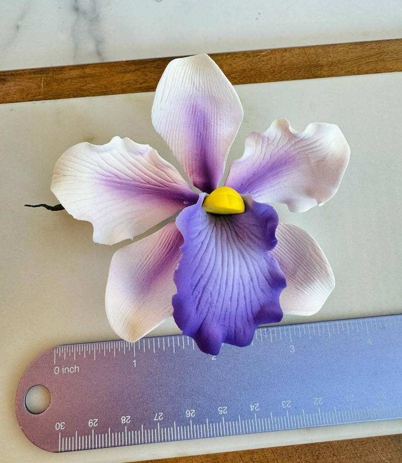 TROPICAL PURPLE & WHITE Orchid Gum Paste Flowers - 1 or 2 Pieces Cake ...