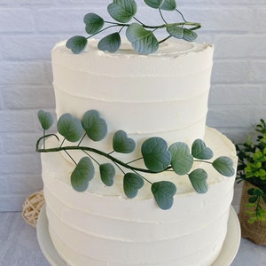 EUCALYPTUS LEAVES Gum Paste Decorations- 2 Pieces Cake Toppers for Birthdays, Weddings, Mother's Day Party