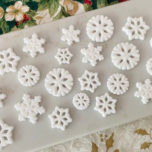 SNOWFLAKE ASSORTMENT WINTER Edible Sugar Decorations - 12 or 24 Pieces - for Christmas Holiday or Winter Decorations