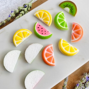EDIBLE SUGAR FRUIT Slice 20 Pieces Cupcake or Cake Toppers by Lucks Watermelon, Lime, Lemon, Kiwi, Orange for Summer, Fruit-Themed Party image 2
