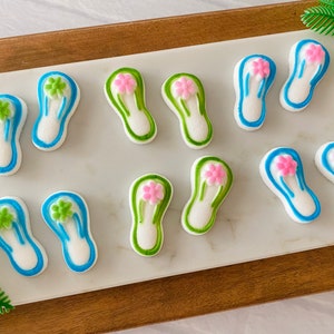FLIP FLOPS Edible Sugar Decorations - 12 Pieces Cupcake or Cake Toppers - for Birthdays, Beach or Summer Themed Parties