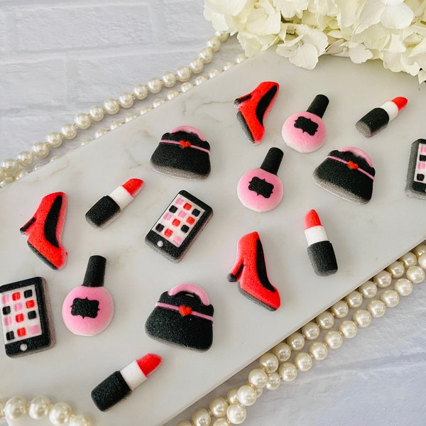 FASHION DIVA ASSORTMENT Edible Sugar (20 Pieces)  Cupcake or Cake Toppers by Lucks- Girls Night Out / Fashionista Party