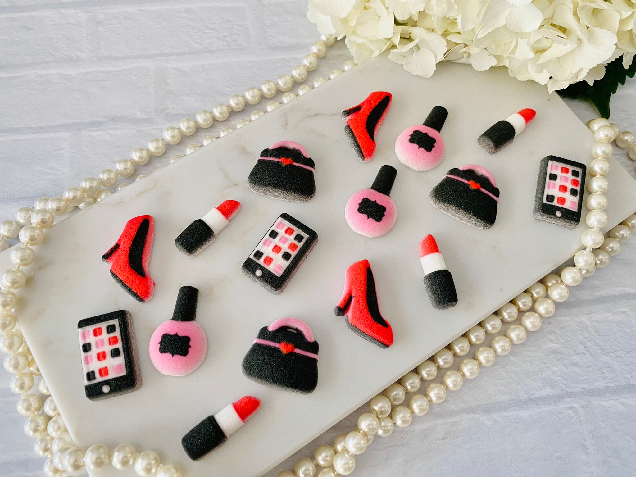 Designer Cakes By Abi - LV cake with make up toppers. . . . . . . . Edible  print: @edible.print . . . . . . . . #redvelvetcake #creamcheesefrosting # louisvuitton #