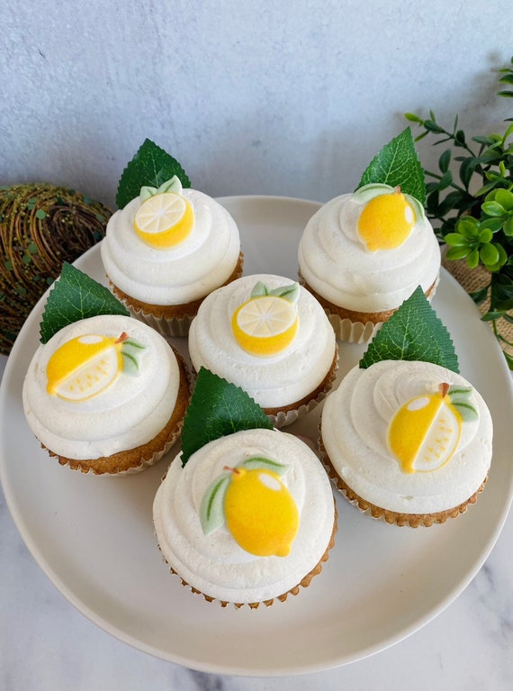 LEMON ASSORTMENT EDIBLE Sugar 12 Pieces Cupcake or Cake Toppers