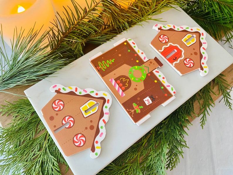 GINGERBREAD HOUSE 3-Piece Gum Paste Cake Topper Decoration image 3