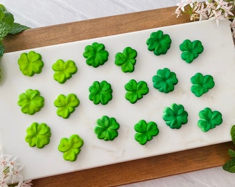 LUCKY SHAMROCK ASSORTMENT Edible Sugar Decorations -12 or 24 Pieces Cupcake or Cake Toppers - St. Patrick's Day Clover Decorations