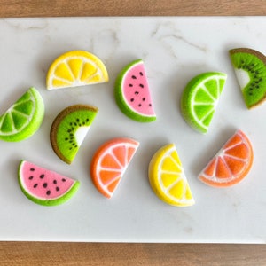 EDIBLE SUGAR FRUIT Slice 20 Pieces Cupcake or Cake Toppers by Lucks Watermelon, Lime, Lemon, Kiwi, Orange for Summer, Fruit-Themed Party image 3